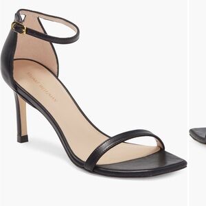 Stuart Weitzman Black Strappy Heels 8.5 with  3.5 heel summer sandal worn twice